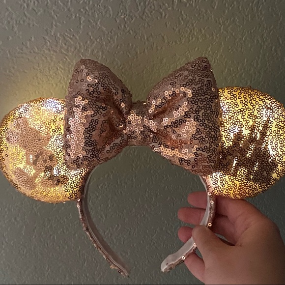 Disney Accessories - Disney Light Up Custom Rose Gold Mickey Ears